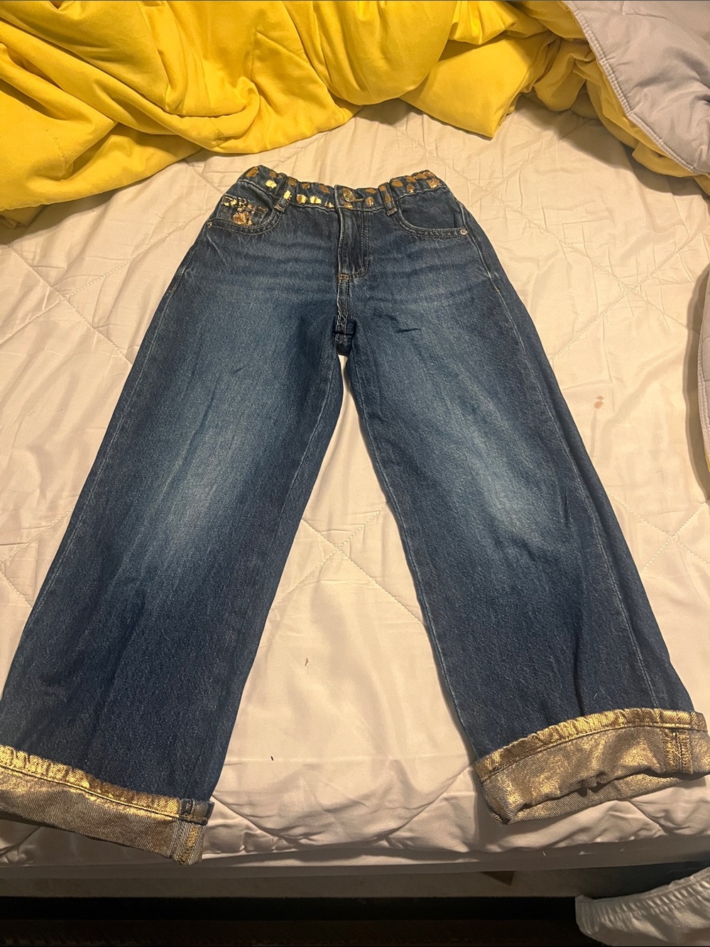 Zara Kids Blue Denim Jeans with Gold Trim